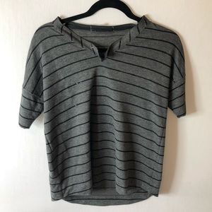 Black & Gray Striped Top